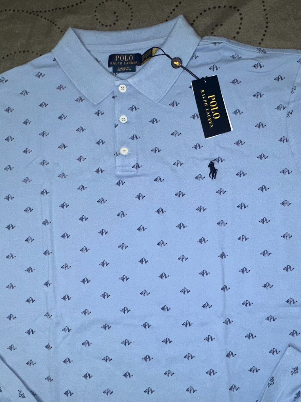 RALPH LAUREN CLASSIC FIT STRETCH MESH BLUE & D. RLP POLO SHIRT SIZE XXL MEN $125